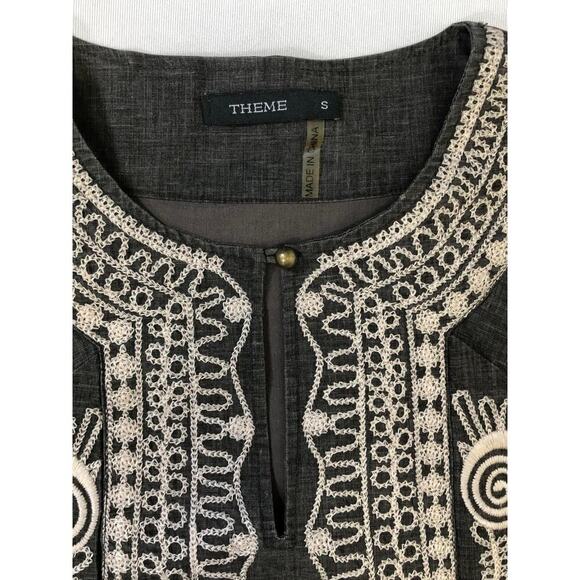 THEME Embroidered Linen Blend Dress Ethnic BOHO Womens Size Small NWOT - Picture 8 of 11